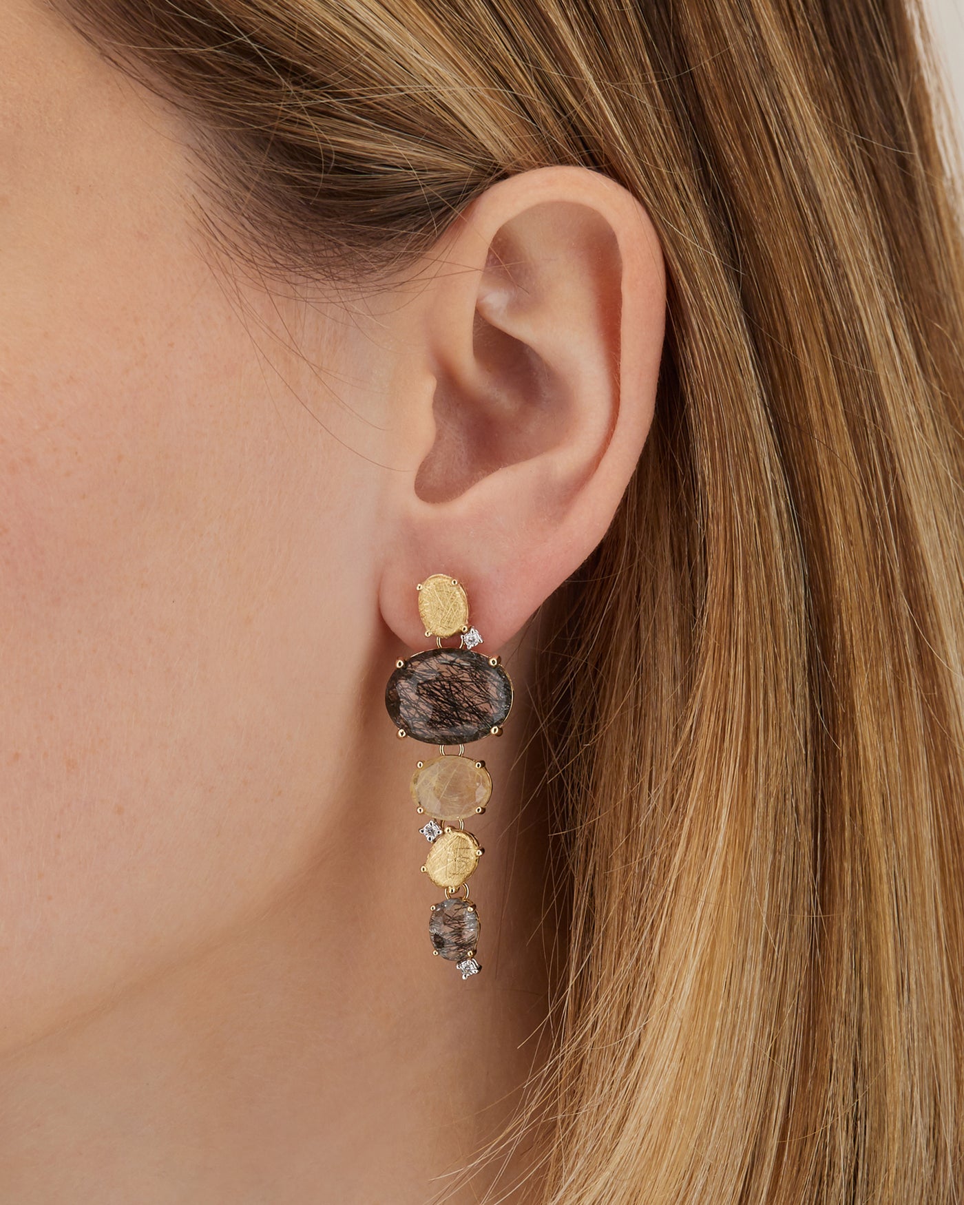 "ipanema" grey rutilated quartz drop earrings
