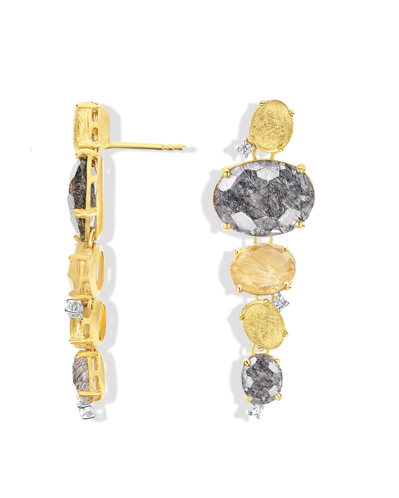 "ipanema" grey rutilated quartz drop earrings