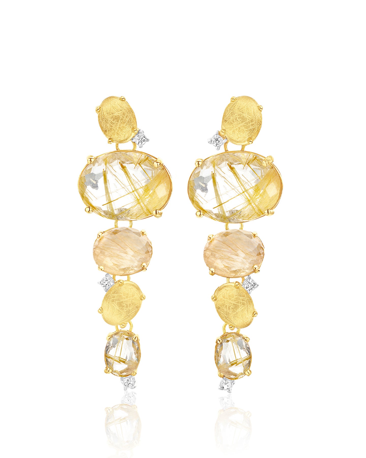 Nanis Orecchini "IPANEMA"pendenti con boules in oro, quarzo rutilato giallo – Nanis Italian Jewels
