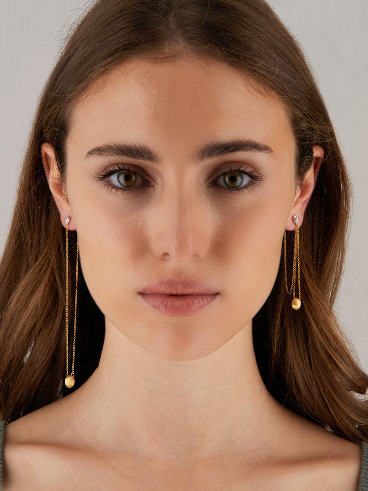 "luce" gold and diamonds long earrings