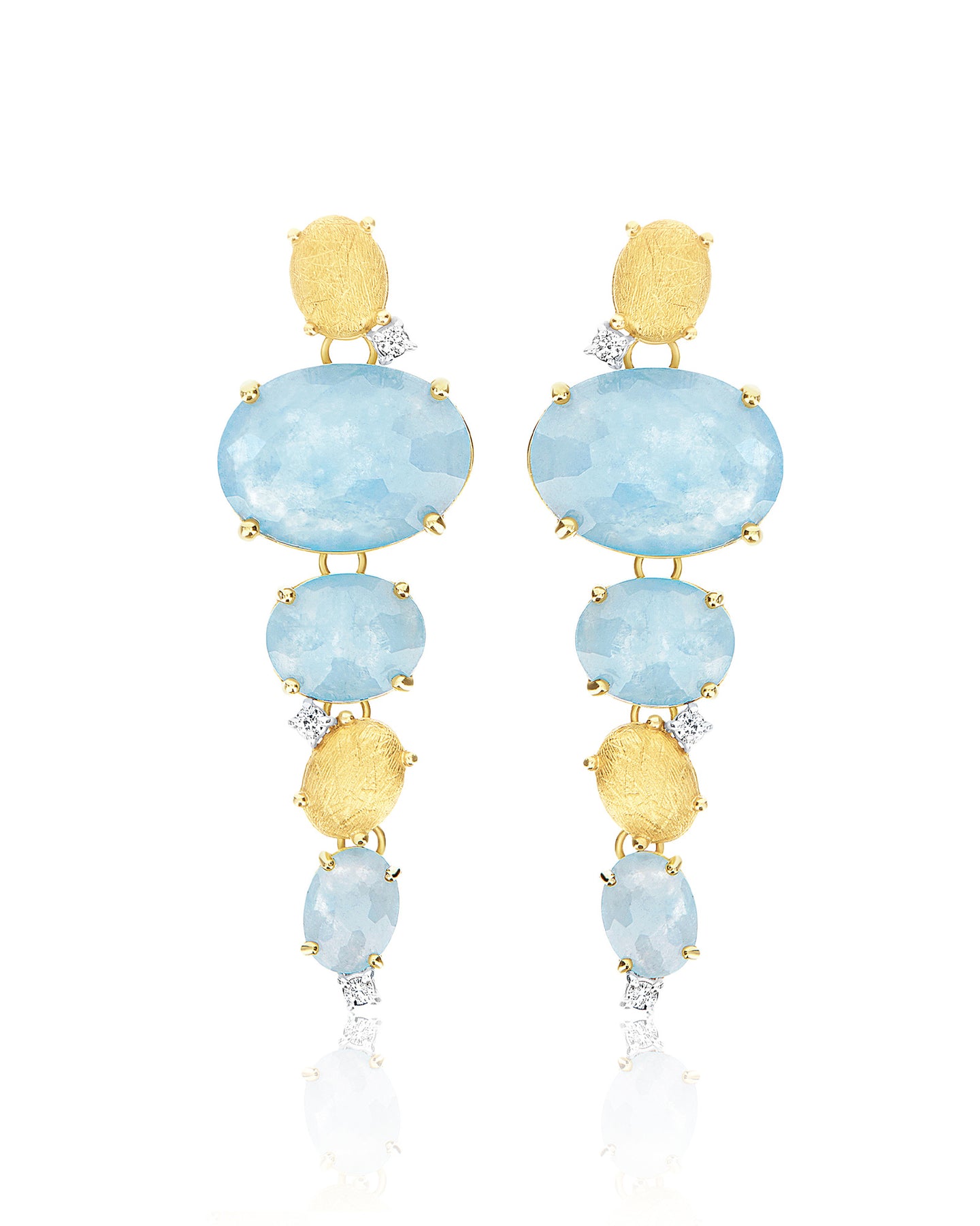 Nanis Orecchini "IPANEMA" pendenti in oro, acquamarina e diamanti – Nanis Italian Jewels