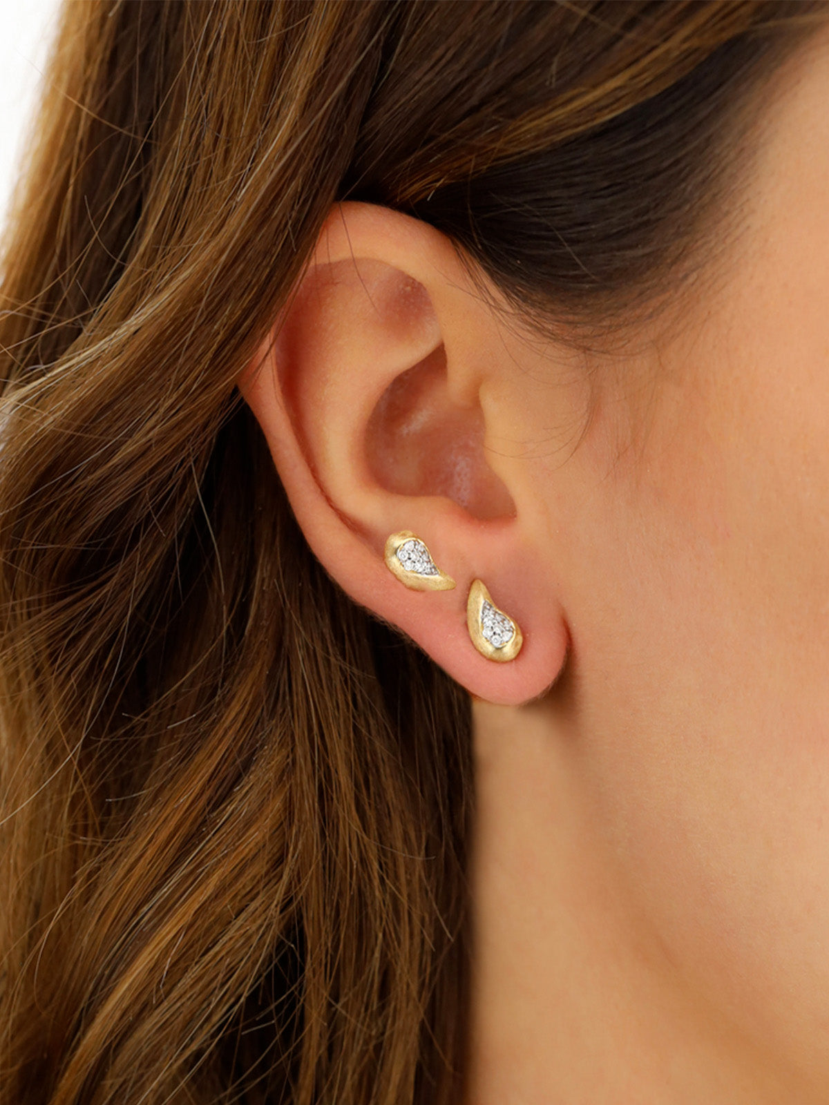 "trasformista" gold diamonds drops stud earrings