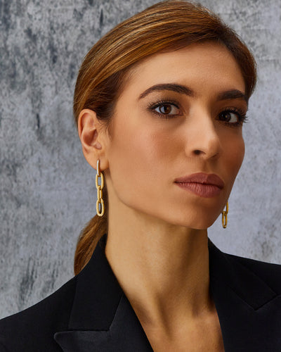 "libera soul" gold and diamonds chain earrings